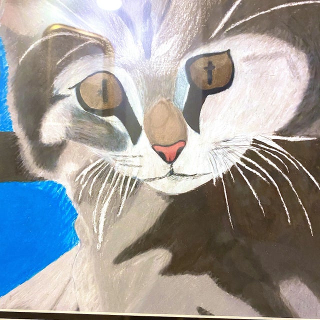 1970s Vintage Cat Portrait Professionally Framed For Sale - Image 5 of 8