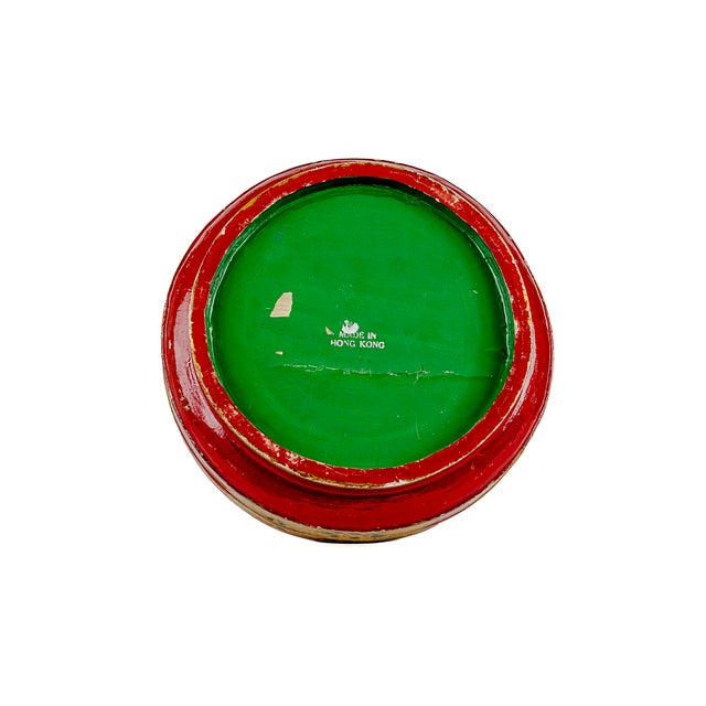 Mid 20th Century Vintage Chinese Round Lacquered Wedding Box Featuring Dragon & Phoenix With Floral Motif For Sale - Image 5 of 6