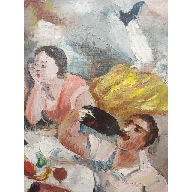 1930s Jean François -Drinking Wine and Singing Outdoor -1930s Oil Painting For Sale - Image 5 of 10