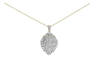 14K White and Yellow Gold 2.00 Cttw Diamond Cluster Pear Shaped Pendant Necklace (G-H Color, SI2-I1 Clarity) -20" Inches