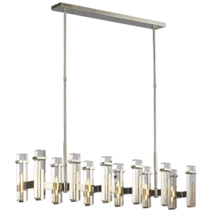 Ian K. Fowler for Visual Comfort Signature Malik Large Linear Chandelier in Polished Nickel with Crystal
