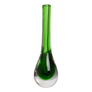 Soliflor Sommerso Vase in Green from Seguso, Murano, Italy, 1970s For Sale