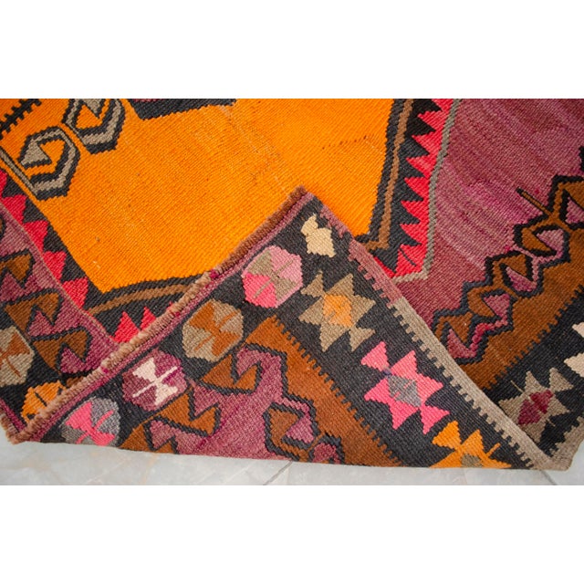 Handwoven Turkish Kilim Anatolian Flat Weave Purple Rug For Sale - Image 12 of 16