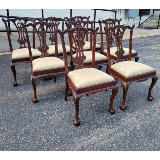 Brown Set of Eight Chippendale-Style Mahogany Dining Chairs With Ball-and-Claw Feet For Sale - Image 8 of 10