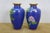 Early 20th Century Pair of Chinese Cloisonne Cobalt Blue Floral Peonies Butterfly Vases Urns 7" For Sale - Image 6 of 13