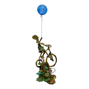 1970s Girl on Bike With Balloon and Amethyst - Mixed Media Sculpture