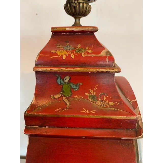 Louis xv style cartel clock by maison bothereau in paris red lacquered wood with chinoiserie decoration cracked glass dial...