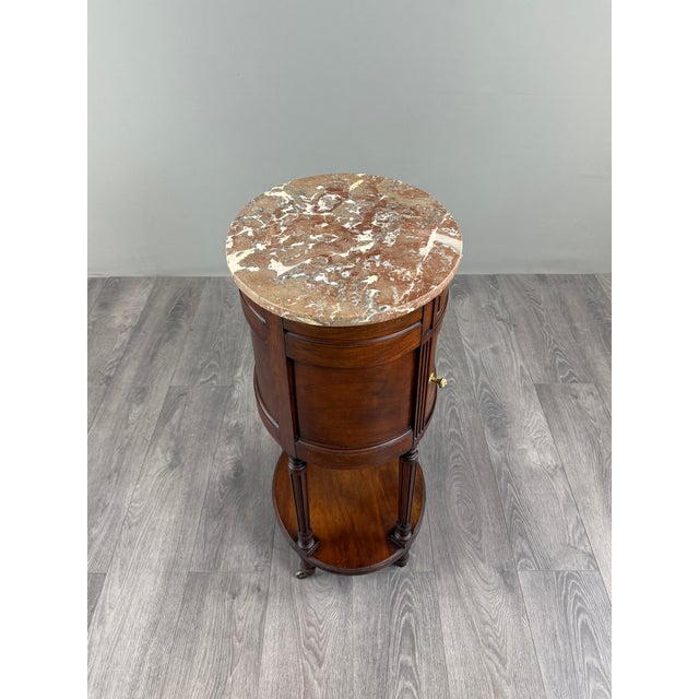 19th Century Louis XVI Half-Moon Side Table in Mahogany and Marble, 1920s For Sale - Image 9 of 12