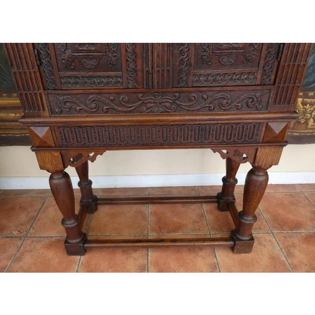 18th Century Antique English Country Oak Cupboard on Stand, 1730 For Sale - Image 5 of 18