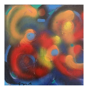 Red And Orange Circles - Acrylic on Plywood by M. Goeyens - 2000s 2000s