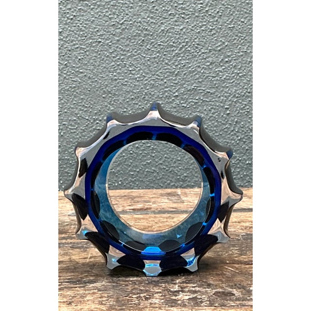 Vintage Blue Sculptural Art Glass Gear Sculpture For Sale In West Palm - Image 6 of 12