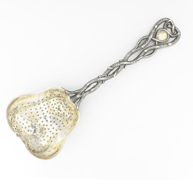 Traditional Antique Signed 19th Century Figural Russian 84 Silver Pear Shaped Tea Strainer For Sale - Image 3 of 11