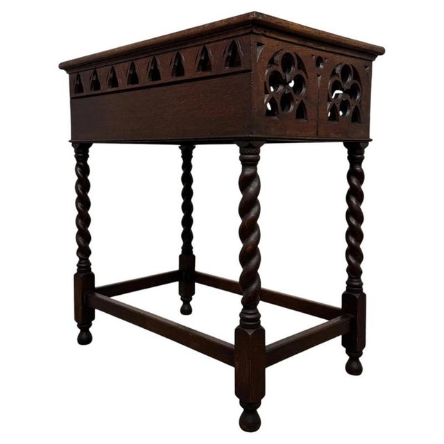 20th Century Gothic Oak Side Table For Sale - Image 6 of 10