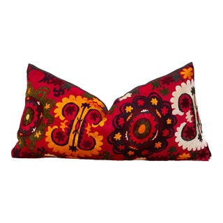 Zuha Antique Uzbek Suzani Linen Pillow For Sale