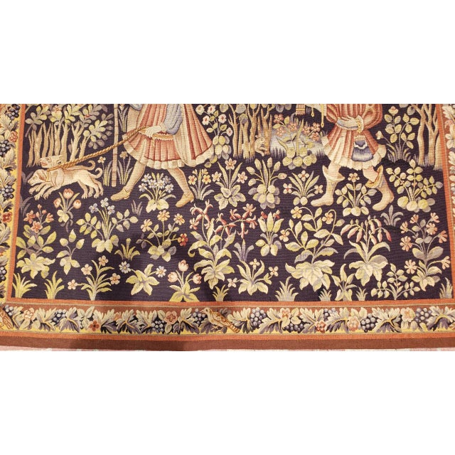 Textile 19th Century Tapestry With Falcon and Dogs For Sale - Image 7 of 11
