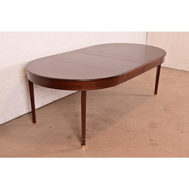 Baker Furniture Style Antique French Regency Louis XVI Mahogany Extension Dining Table, Newly Refinished For Sale In South Bend - Image 6 of 13