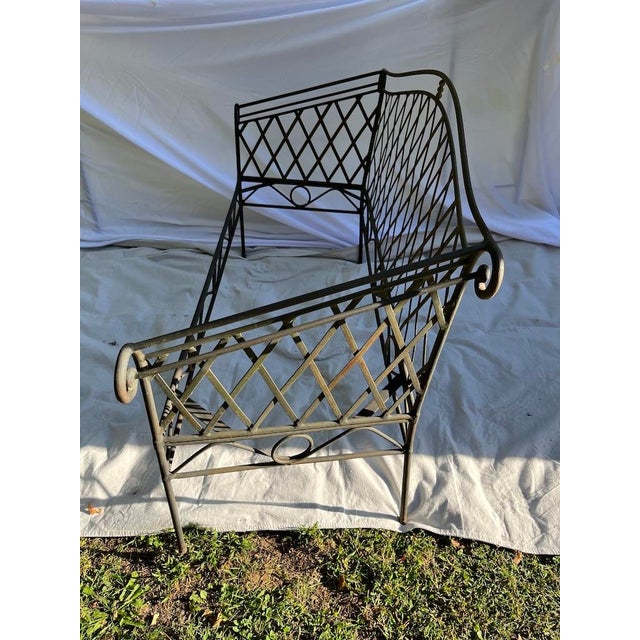 1990s Vintage Lattice Iron Outdoor Bench For Sale - Image 5 of 13