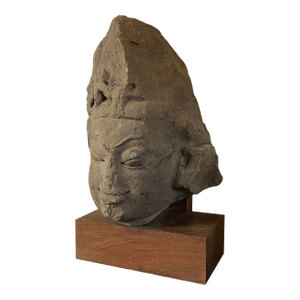 Antique 10th / 11th Century Buff Sandstone Carving - Head or Bust of a Deity - Buddha or a Bodhisattva