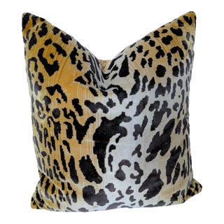 Vintage Custom Velvet Leopard Pillow For Sale