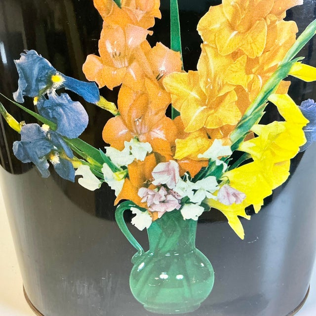 Black Mid-Century Boho Chic Metal Wastebasket. For Sale - Image 8 of 14