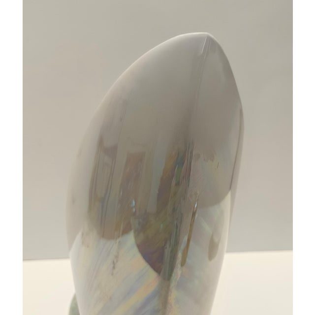 Blue White and Iridescent Ceramic Vase attributed to Lusso, Italy, 1950s For Sale - Image 8 of 16