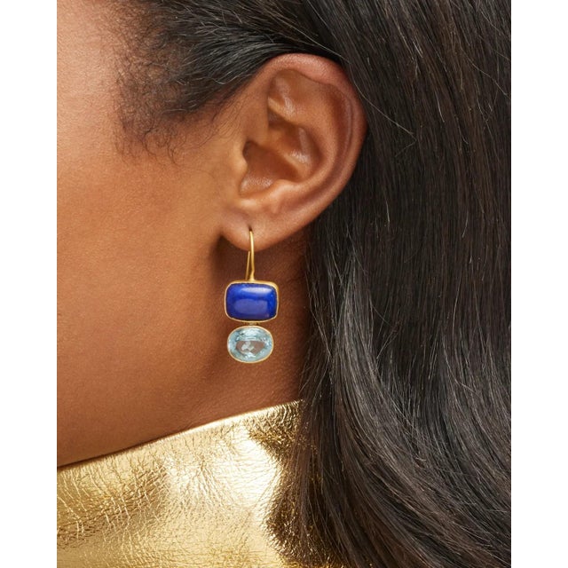 Contemporary Lapis + EC Blue Topaz Midi Earring For Sale - Image 3 of 3