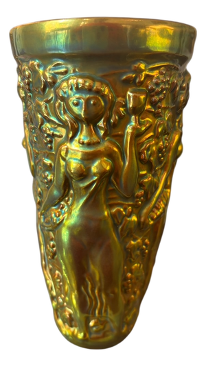 Vase with Female Figures, Wine Cups and Grapevines from Zsolnay Company, Pécs, 1950s