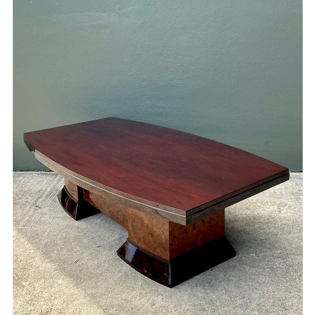Vintage Custom Deco Double Tone Burl Coffee Table For Sale - Image 17 of 18