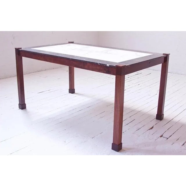 Wood "San Miniato" Walnut & Two-Tone Marble Dining Table by Montaperto Studios, 2021 For Sale - Image 7 of 8