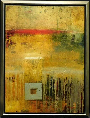James Jensen Untitled Abstract Original Mixed Media Custom Framed Artwork on Canvas, Hand Signed