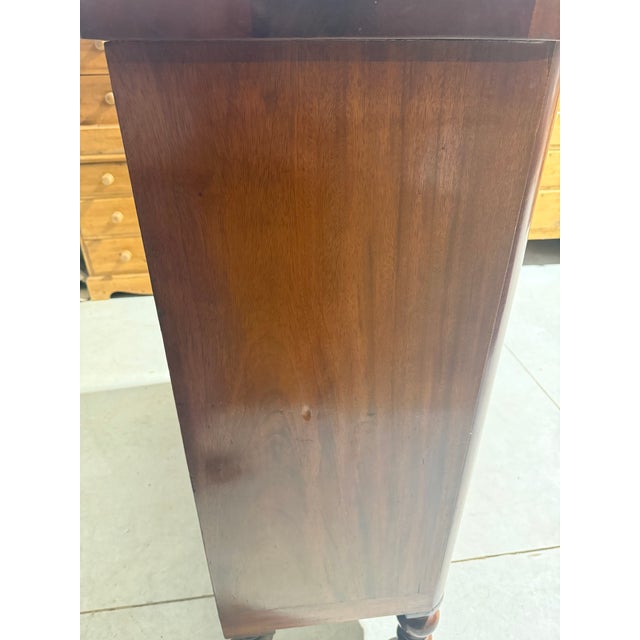 Brown Antique Mahogany Two Over Three Drawers - Bow Front Chest of Drawers From England For Sale - Image 8 of 18