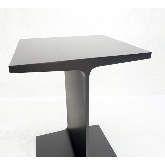 Pair Ward Bennet Black Enamel i Beam End Side Occasional Tables Stands Mint For Sale - Image 12 of 13