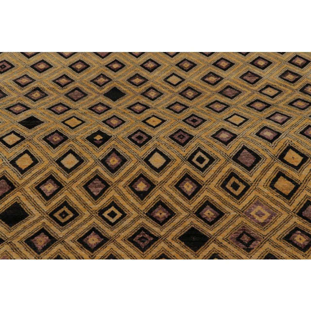 2010s Rug & Kilim’s Modern Moroccan-Inspired Rug in Gold-Black Diamond Geometric Pattern For Sale - Image 5 of 8