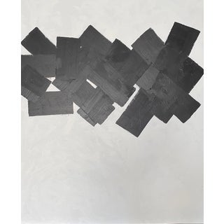 Black and White Geometric Acrylic Painting on Canvas For Sale