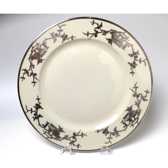 Mid 20th Century Set of Eight Bavarian Chinoiserie Silver Overlay Service Dinner Plates For Sale - Image 5 of 8