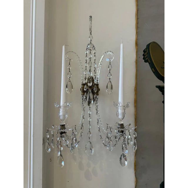 Traditional Set of Four Georgian Finely Cut Crystal Wall Sconces For Sale - Image 3 of 12