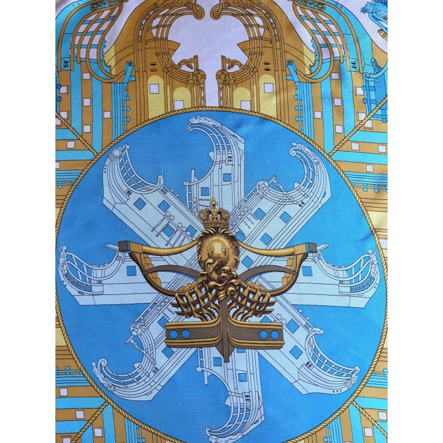 HERMÈS PROUES 1973 Silk Scarf designed by Ledoux Philippe For Sale - Image 12 of 12