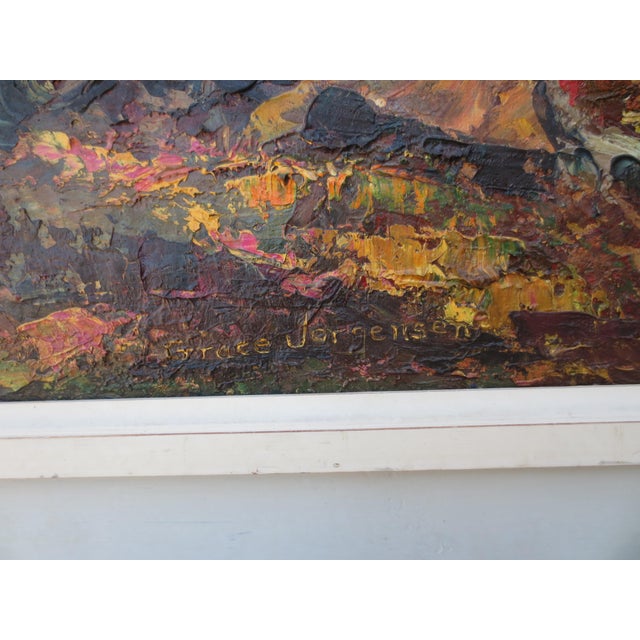 1971 Grace Jorgensen Landscape "Forest at Sunset" For Sale - Image 4 of 11
