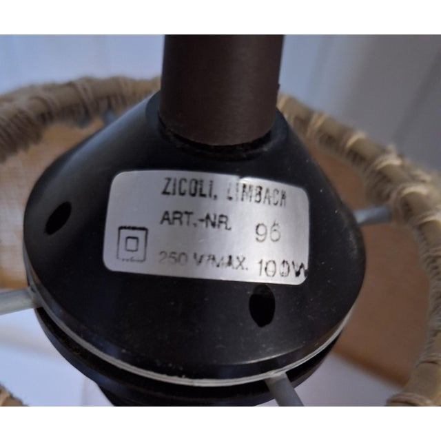 Wood Vintage Ceiling Lamp with Wicker Shade from Zicoli Limbach, 1980s For Sale - Image 7 of 8