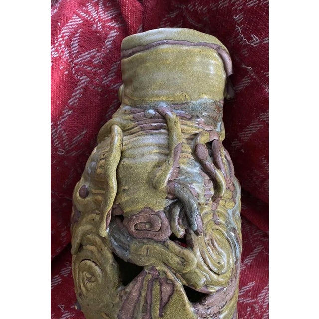 Vintage 1970’s Brutalist Coiled Studio Pottery Vase For Sale - Image 9 of 10