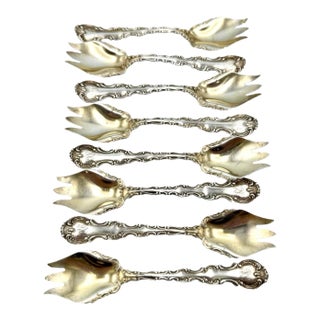 8 Strasbourg Sterling Lion Anchor Ice Cream Fork Pat. 1897 Monogram For Sale