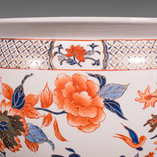 Vintage Fish Bowl Jardiniere Pot, Oriental Ceramic, Decorative Planter, Art Deco For Sale - Image 11 of 12