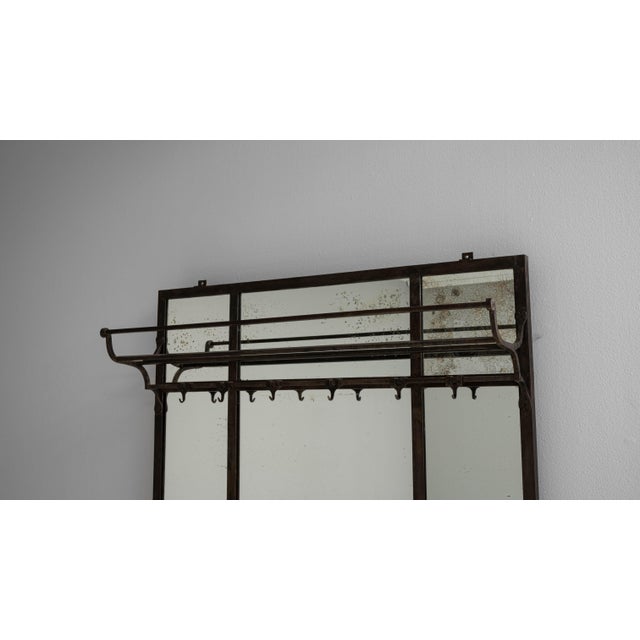 1910s French Wrought Iron Mirror With Coat Rack & Stand For Sale In Greensboro - Image 6 of 18