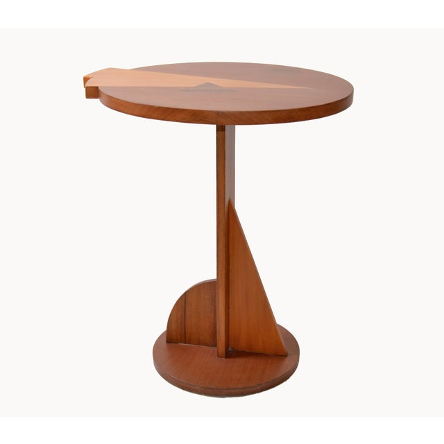 Mid Century Modern Round Mahogany Wood Marquetry Side Cocktail Table Italy Chairish
