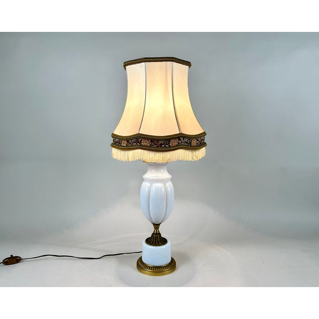 Beige Vintage French Opaline Crystal Table Lamp from L. Seiler, 1970s For Sale - Image 8 of 8