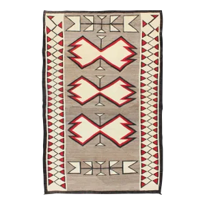 Antique Ganado Navajo Style Rug With Geometric Design in Red, Black, Ivory and Gray