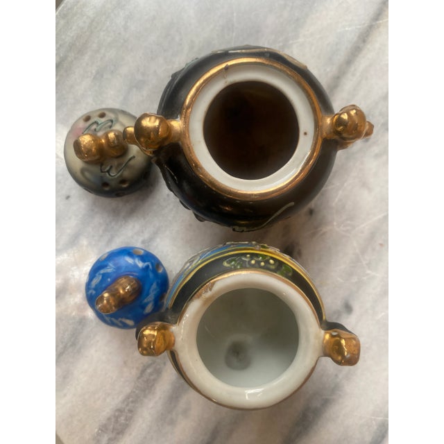 Late 20th Century Late 20th Century Moriage Hand-Painted Porcelain Incense Holders- a Pair For Sale - Image 5 of 9