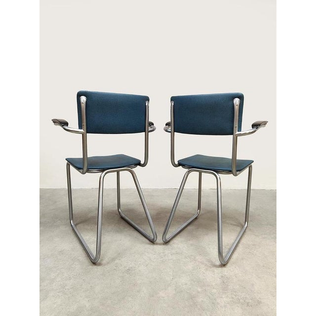 Vintage Dutch Tubular Dining Chairs from Ahrend de Cirkel, 1950s, Set of 2 For Sale - Image 3 of 6