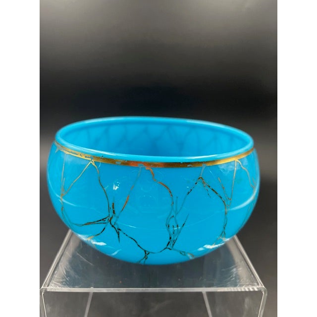 Rare & very beautiful Blue Vitrified Opaline Bowl by W.H.B. & J. Richrdson's Glass Co. of England. C 1841-1850. Makers...