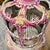 Raspberry Pink Large French Rococo Hand-Painted Porcelain Bird Cage With Original Floral Tray & Bird For Sale - Image 8 of 17